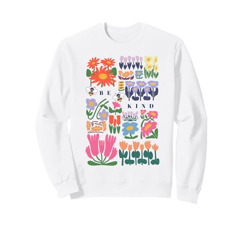 Be Kind Folk Art Swedish Mid Century Vibes Kinder Mädchen Frauen Sweatshirt Be Kind Folk Art Swedish Mid Century Vibes Kinder Mädchen Frauen Sweatshirt von Floral Art Bee Inspiring Quote Compassionate Girls
