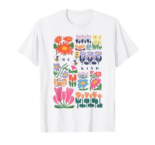 Be Kind Folk Art Swedish Mid Century Vibes Kinder Mädchen Frauen T-Shirt Be Kind Folk Art Swedish Mid Century Vibes Kinder Mädchen Frauen T-Shirt von Floral Art Bee Inspiring Quote Compassionate Girls