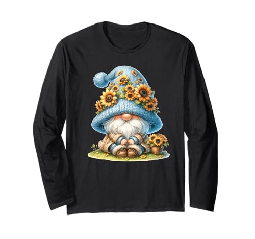 Cute Flower Hippie Gnome Graphic For Women And Sunflower Mom Langarmshirt von Floral Autumn Gnome Gifts For Sunflower Lovers