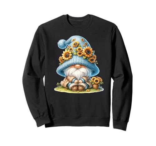 Cute Flower Hippie Gnome Graphic For Women And Sunflower Mom Sweatshirt von Floral Autumn Gnome Gifts For Sunflower Lovers