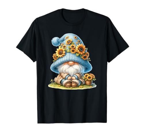 Cute Flower Hippie Gnome Graphic For Women And Sunflower Mom T-Shirt von Floral Autumn Gnome Gifts For Sunflower Lovers