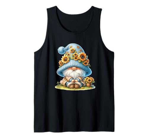Cute Flower Hippie Gnome Graphic For Women And Sunflower Mom Tank Top von Floral Autumn Gnome Gifts For Sunflower Lovers