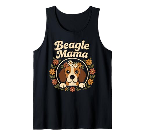 Beagle Mama Cute Floral Wreath Retro Dog Owner Tank Top Beagle Mama Cute Floral Wreath Retro Dog Owner Tank Top von Floral Beagle Mom Life Graphics & Canine Designs