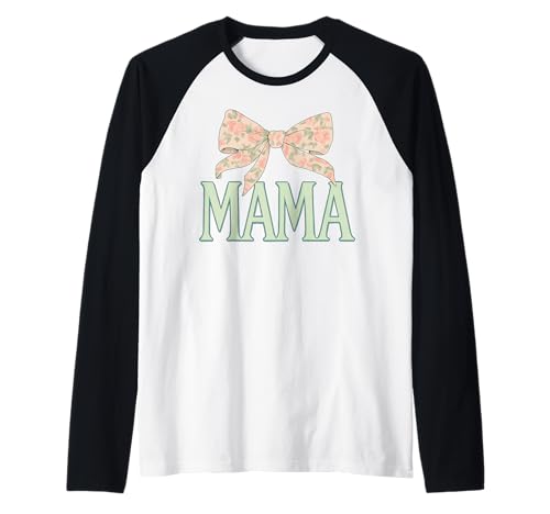Mama Floral Bow Pastell Typografie Muttertag Mama Raglan von Floral Bow Mama Lettering Cute Soft Aesthetic Mom