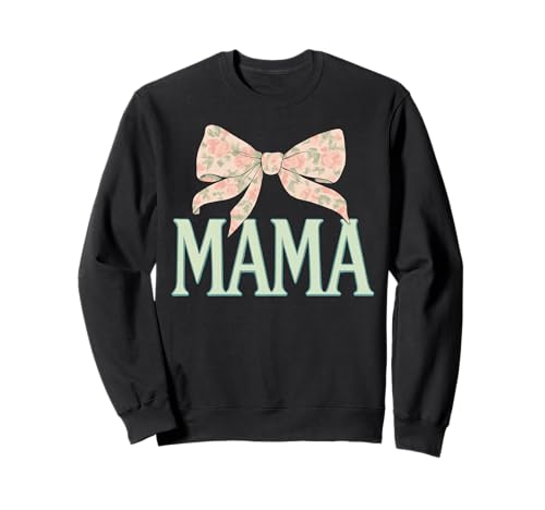 Mama Floral Bow Pastell Typografie Muttertag Mama Sweatshirt von Floral Bow Mama Lettering Cute Soft Aesthetic Mom