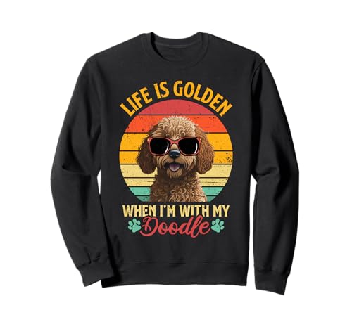Retro Life is Golden Golden Doodle Goldendoodle Lover Damen Sweatshirt von Floral Golden Doodle Dog lovers Apparel Co.