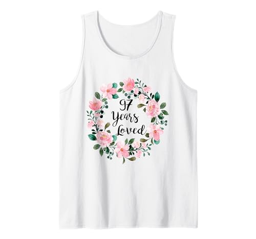 97 Years Loved Men Women 97 Years Old Cool 97th Birthday Tank Top von Floral Mom Grandma 97th Birthday Apparel
