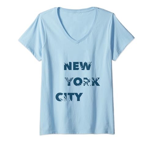 Damen Blumenstadt Vereinigte Staaten - New York T-Shirt mit V-Ausschnitt Damen Blumenstadt Vereinigte Staaten - New York T-Shirt mit V-Ausschnitt von Floral New York City Gift For Men,Women & Summer