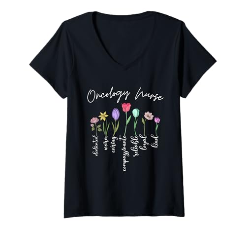 Damen Onkologie Krankenschwester für Mädchen Frauen Blumen Oncolog Krankenschwester Floral T-Shirt mit V-Ausschnitt Damen Onkologie Krankenschwester für Mädchen Frauen Blumen Oncolog Krankenschwester Floral T-Shirt mit V-Ausschnitt von Floral Oncology nurse tees