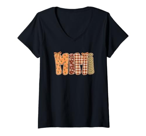Damen Mimi Design mit floralem Karomuster T-Shirt mit V-Ausschnitt Damen Mimi Design mit floralem Karomuster T-Shirt mit V-Ausschnitt von Floral Patterns Entwined With Checkered Style