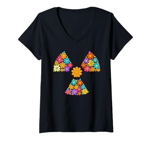 Damen Groovy Flower Radioaktives Schild Cute Rad Tech Radiology T-Shirt mit V-Ausschnitt Damen Groovy Flower Radioaktives Schild Cute Rad Tech Radiology T-Shirt mit V-Ausschnitt von Floral Radiation Symbol Radiologist Groovy Design