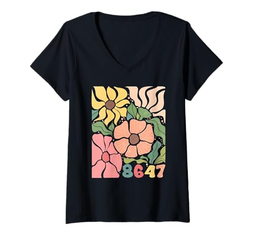Damen Floral Subtil Anti 8647 T-Shirt mit V-Ausschnitt Damen Floral Subtil Anti 8647 T-Shirt mit V-Ausschnitt von Floral Subtle Anti 8647