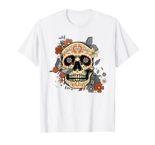 Floral Sugar Skull Dia de Los Muertos Dead Frauen Mädchen T-Shirt von Floral Sugar Skull Day Sugar Skull Costume