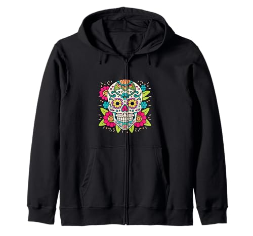 Floral Sugar Skull Day of Dead Dia de Los Muertos Damen Mädchen Kapuzenjacke von Floral Sugar Skull Day of Dead Dia de Los Muertos