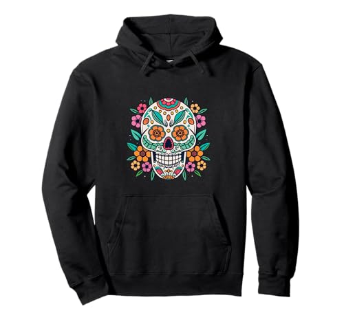 Floral Sugar Skull Day of Dead Dia de Los Muertos Damen Mädchen Pullover Hoodie von Floral Sugar Skull Day of Dead Dia de Los Muertos