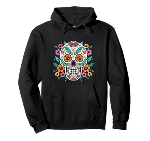 Floral Sugar Skull Day of Dead Dia de Los Muertos Damen Mädchen Pullover Hoodie von Floral Sugar Skull Day of Dead Dia de Los Muertos