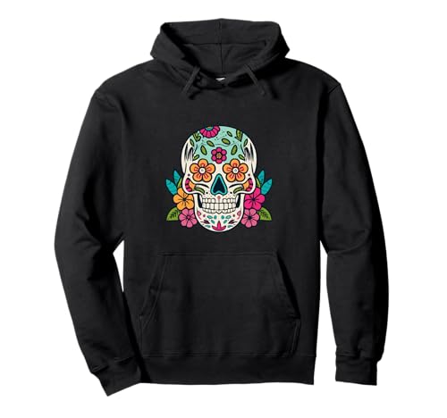 Floral Sugar Skull Day of Dead Dia de Los Muertos Damen Mädchen Pullover Hoodie von Floral Sugar Skull Day of Dead Dia de Los Muertos