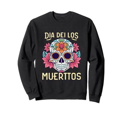 Floral Sugar Skull Day of Dead Dia de Los Muertos Damen Mädchen Sweatshirt von Floral Sugar Skull Day of Dead Dia de Los Muertos