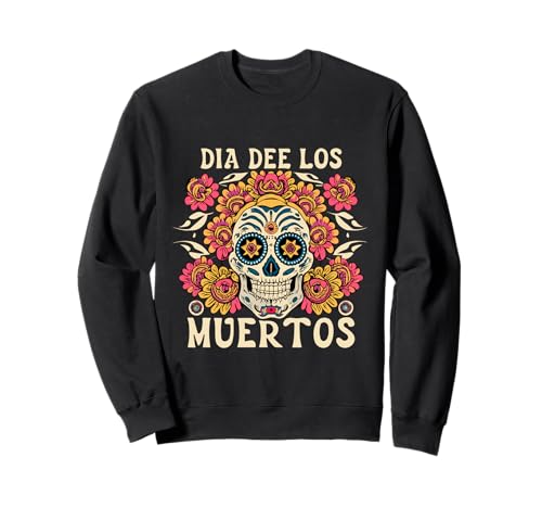 Floral Sugar Skull Day of Dead Dia de Los Muertos Damen Mädchen Sweatshirt von Floral Sugar Skull Day of Dead Dia de Los Muertos