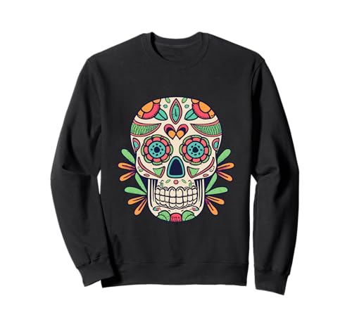 Floral Sugar Skull Day of Dead Dia de Los Muertos Damen Mädchen Sweatshirt von Floral Sugar Skull Day of Dead Dia de Los Muertos