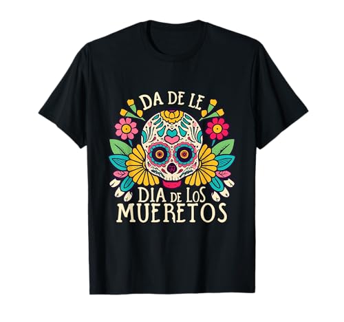 Floral Sugar Skull Day of Dead Dia de Los Muertos Damen Mädchen T-Shirt von Floral Sugar Skull Day of Dead Dia de Los Muertos
