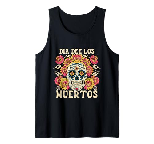 Floral Sugar Skull Day of Dead Dia de Los Muertos Damen Mädchen Tank Top von Floral Sugar Skull Day of Dead Dia de Los Muertos