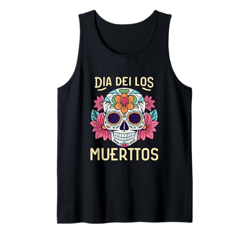 Floral Sugar Skull Day of Dead Dia de Los Muertos Damen Mädchen Tank Top von Floral Sugar Skull Day of Dead Dia de Los Muertos