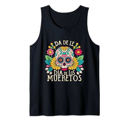 Floral Sugar Skull Day of Dead Dia de Los Muertos Damen Mädchen Tank Top von Floral Sugar Skull Day of Dead Dia de Los Muertos