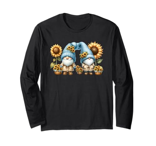 Autumn Gnomes For Fall Women And Girls Who Loves Sunflowers Langarmshirt von Floral Summer Gnome Gifts For Sunflower Lovers
