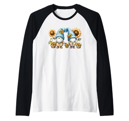 Autumn Gnomes For Fall Women And Girls Who Loves Sunflowers Raglan von Floral Summer Gnome Gifts For Sunflower Lovers
