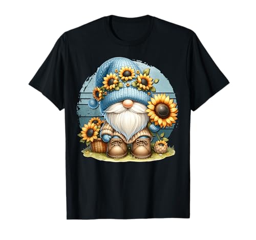 Retro Dad Sunflower Gnome Graphic For Men Garden Grandpa T-Shirt von Floral Summer Gnome Gifts For Sunflower Lovers