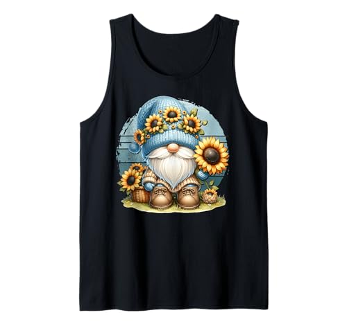 Retro Dad Sunflower Gnome Graphic For Men Garden Grandpa Tank Top von Floral Summer Gnome Gifts For Sunflower Lovers