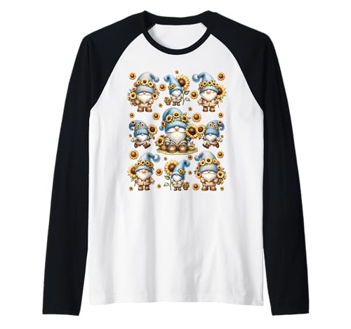 Unique Sunflower Gnome For Women And Men Hippies Floral Raglan von Floral Summer Gnome Gifts For Sunflower Lovers