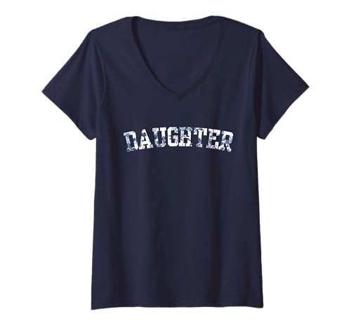 Damen Toghter Floral Varsity Tiny Blue French Toile Text T-Shirt mit V-Ausschnitt von Floral Text Collection