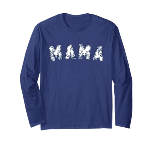 Mama Floral Varsity Kleiner blauer französischer Toiletext Langarmshirt von Floral Text Collection
