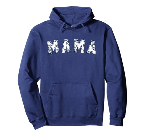 Mama Floral Varsity Kleiner blauer französischer Toiletext Pullover Hoodie von Floral Text Collection