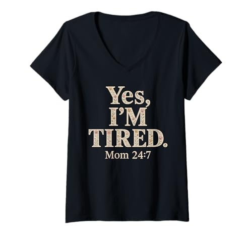 Damen Lustiges Zitat "Yes I'm Tired Mom", Blumenmotiv T-Shirt mit V-Ausschnitt Damen Lustiges Zitat "Yes I'm Tired Mom", Blumenmotiv T-Shirt mit V-Ausschnitt von Floral Tired Mom Humor Idea for Motherhood