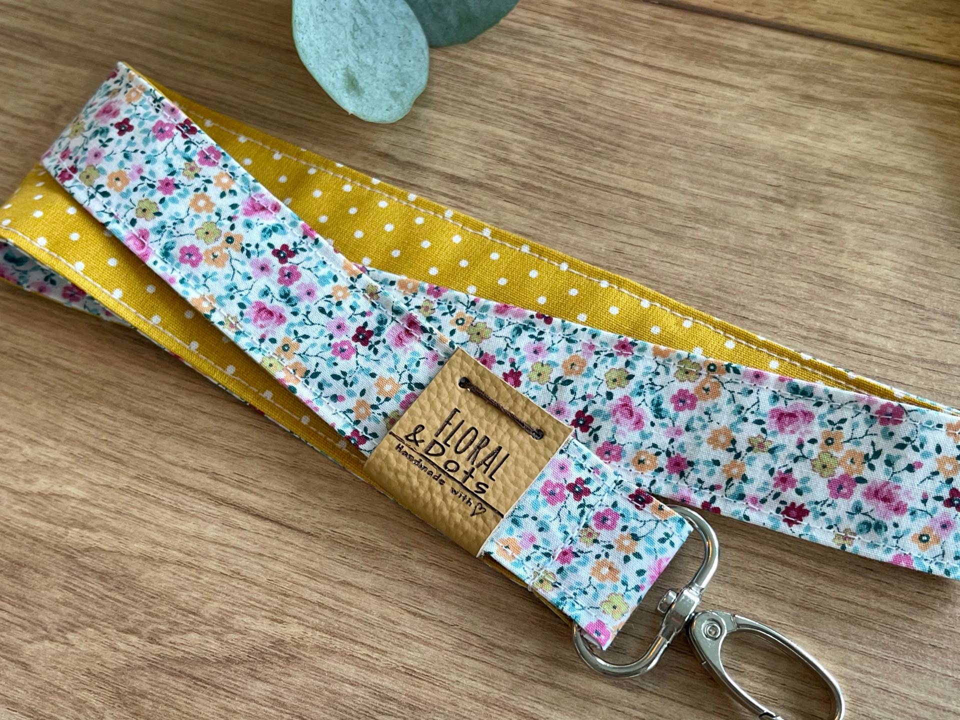 Florencia Fall Millefleur Schlüsselband Punkte Pünktchen Ocker Senfgelb Lanyard Dottys Mustard Schlüssel Anhänger Lenyard von FloralAndDots