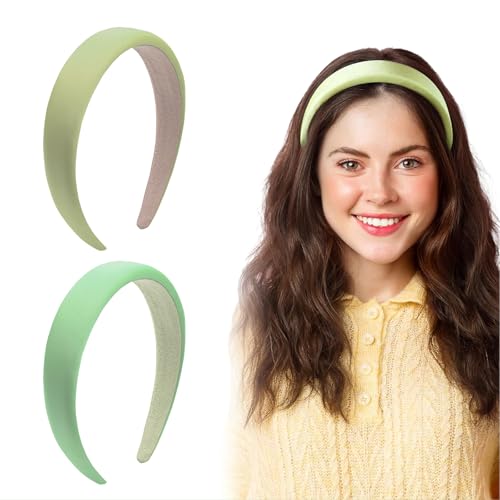 FloralGrace 2 Stück haarreifen Damen Haarreif Grün Samt Haarreif Geflochtener Damen Trachten Breit Vintage Haarband Mode Stirnbänder Haarband Für Frauen Make Up von FloralGrace