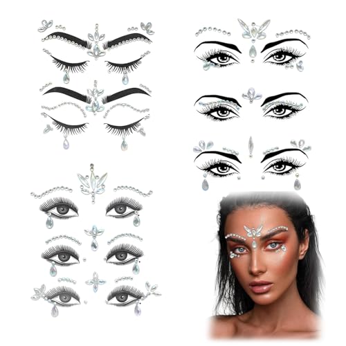 FloralGrace 8 Stück Gesicht Edelsteine Nachtleuchtende Edelsteine Glitzersteine Gesicht Acryl-Kristall Glitzer-Aufkleber Gesicht Schmuck Geeignet Für Karneval von FloralGrace