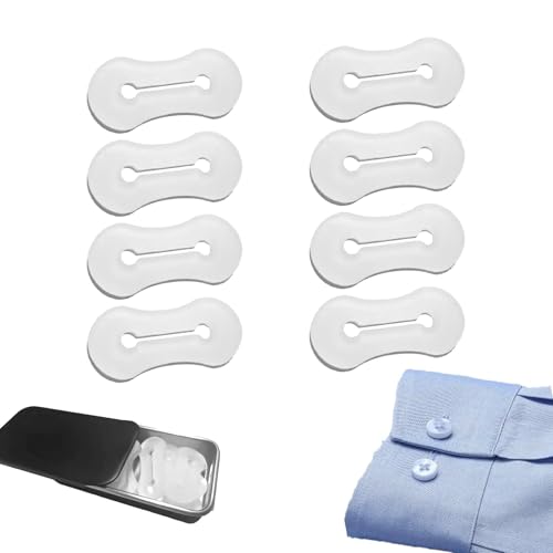 FloralGrace 8 Stück Manschettenknopf Adapter, Dress Hemd Manschettenknöpfe mit Knopfabdeckungen, Für Herren Hemdanzug Manschettenknöpfe (Weiß) von FloralGrace