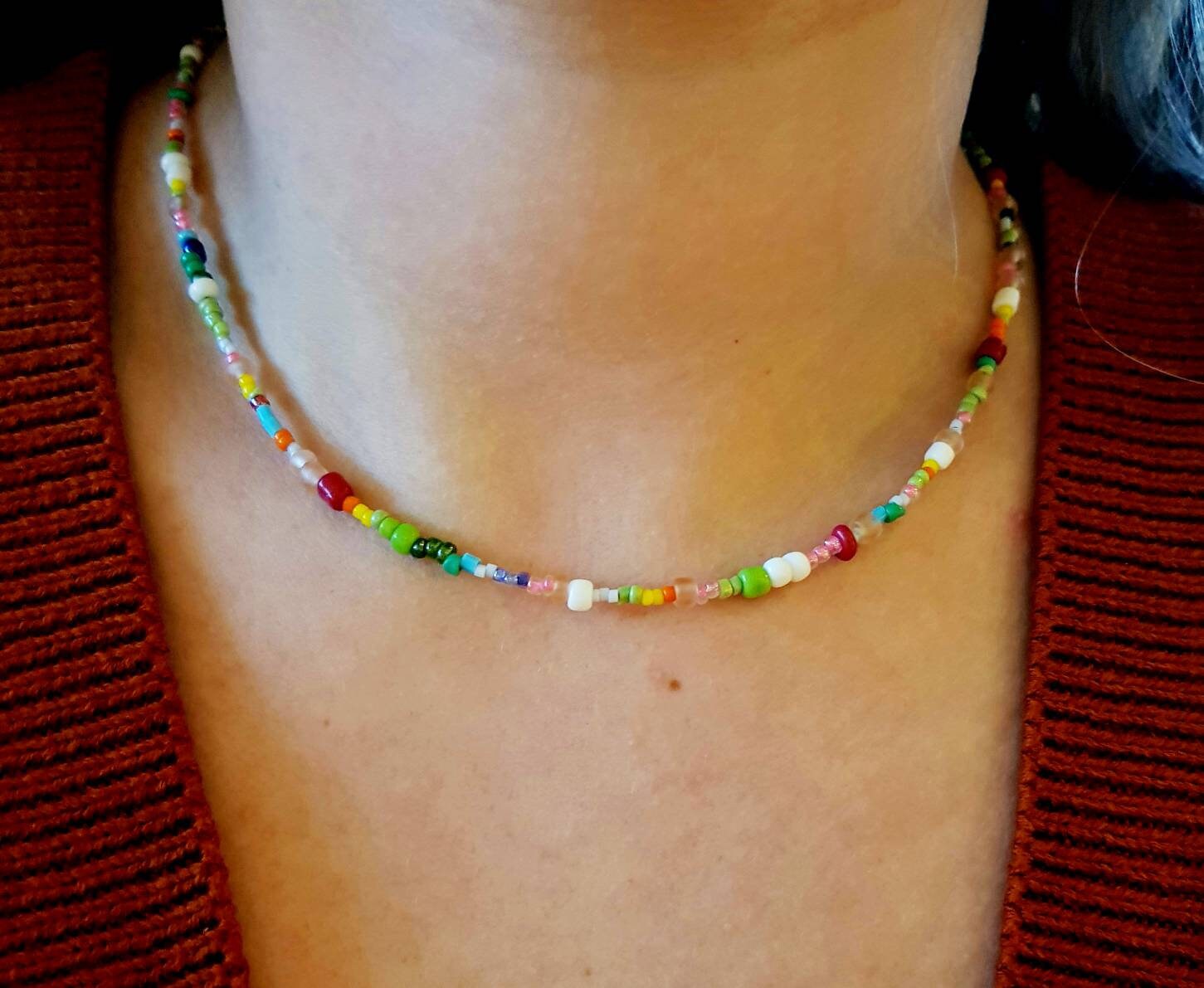 Bunte Perlenkette, Handgemacht, Halskette Bunte Perlenkette, Handgemacht, Halskette von FloralStudioJF