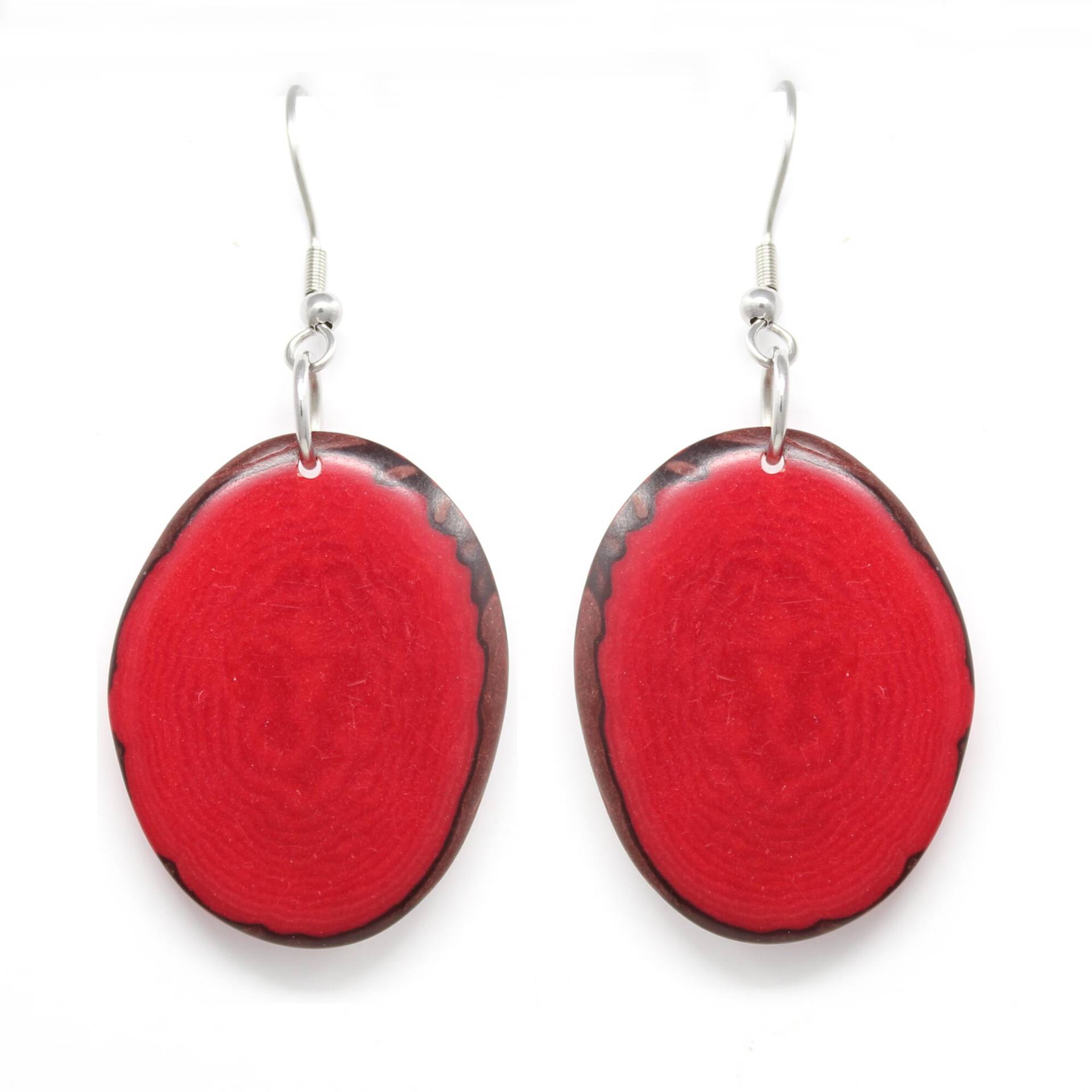 Tagua Ohrringe Rote Chips Handgemacht Tagua Ohrringe Rote Chips Handgemacht von FloramaJewelry