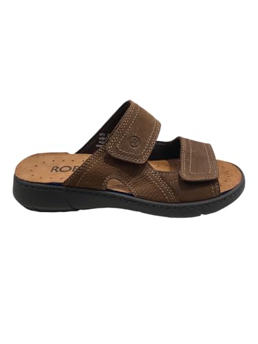 Florance by Robert A83550-21, Herren-Hausschuhe aus Nubuk mit verstellbarem Doppelverschluss und herausnehmbarem Fußbett (Braun, 43), braun, 43 EU von Florance