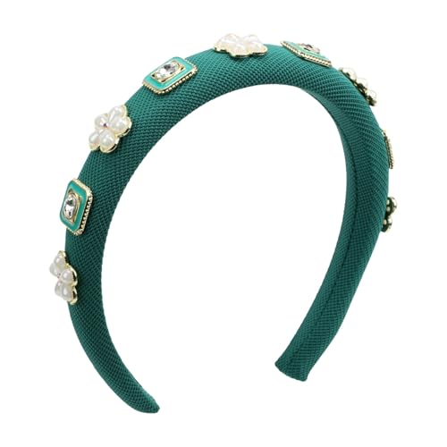 Dünnes Perlen-Stirnband für Damen, Legierung, Metall, Kristall, Schwamm, Strass, Haarband, Kopfschmuck, modischer Damen-Kopfschmuck, Schmuck (grün) von Florate