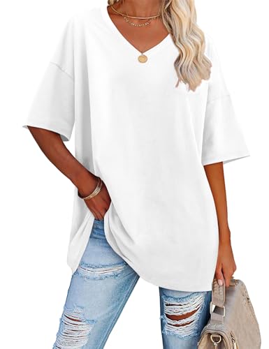 Florboom Bluse Damen Kurzarm Sommer Shirt Long Große Größen Weiß S von Florboom