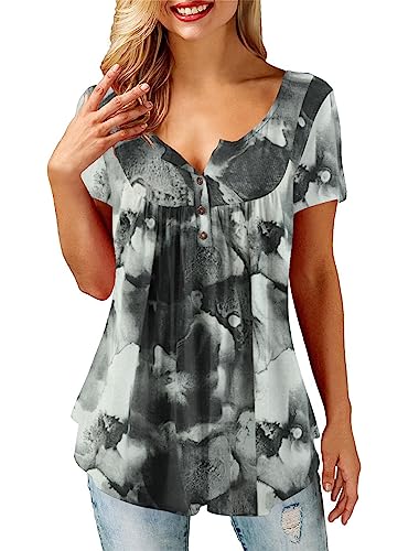 Florboom Bluse Damen Kurzarm T-Shirt Sexy V-Ausschnitt Knopfleiste Shirt Umstandsmode Oberteil Schwarz XXL Florboom Bluse Damen Kurzarm T-Shirt Sexy V-Ausschnitt Knopfleiste Shirt Umstandsmode Oberteil Schwarz XXL von Florboom