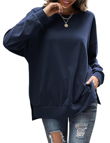 Florboom Shirt Damen Oberteile Elegant Rundhals Langarm Pullover Hochwertige, Marineblau L Florboom Shirt Damen Oberteile Elegant Rundhals Langarm Pullover Hochwertige, Marineblau L von Florboom