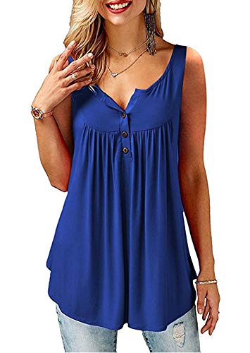 Florboom Tshirts Damen Sommer Locker Lang Top Elegant Oberteile Bluse Tunika Blau L von Florboom