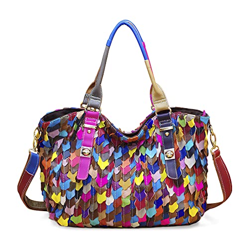 Einzigartige, handgefertigte Patchwork-Tasche aus 100 % echtem Leder mit floralem Design – modisches und geräumiges Accessoire für Frauen, hergestellt aus recyceltem Leder, mehrfarbig, Einheitsgröße Einzigartige, handgefertigte Patchwork-Tasche aus 100 % echtem Leder mit floralem Design – modisches und geräumiges Accessoire für Frauen, hergestellt aus recyceltem Leder, mehrfarbig, Einheitsgröße von Florence Happy @ England